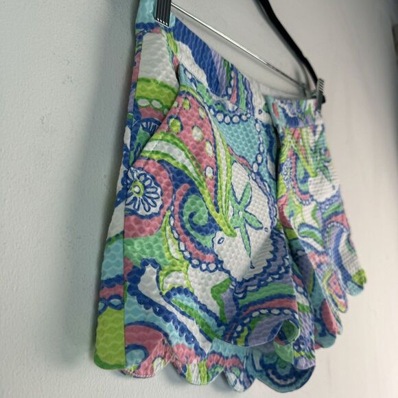 LILLY PULITZER Shorts Womens 00 The Callahan Floral Paisley Walking Blue Green - Picture 3 of 16